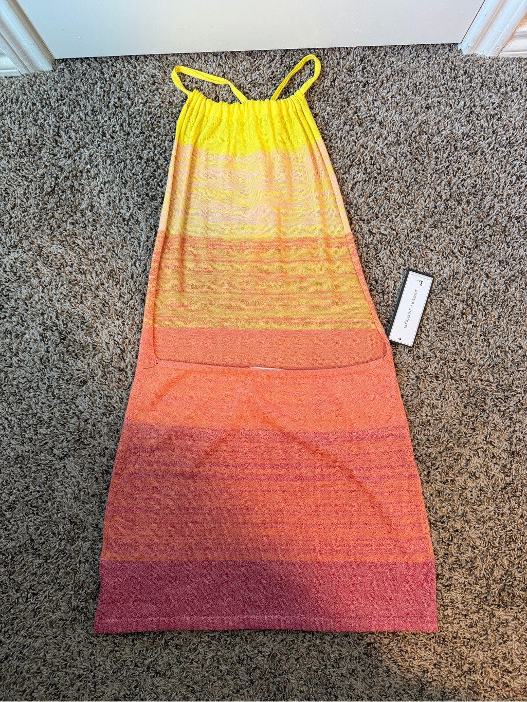 Nwt Sunset Ombre Halter Knit Dress Cover-Up - Yellow To Coral — image 2 of 4
